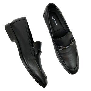 Alfani Chandler Moc-Toe Black Leather Loafers Horse Bit Work Career Shoes Men 8M